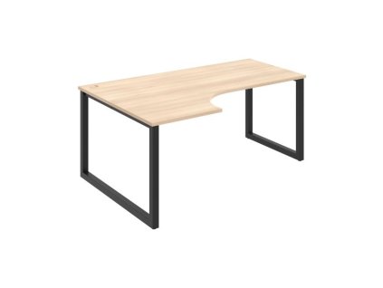 Pracovný stôl UNI O, ergo, pravý, 180x75,5x120 cm, agát/čierna