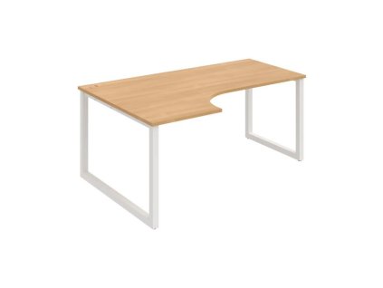 Pracovný stôl UNI O, ergo, pravý, 180x75,5x120 cm, dub/biela