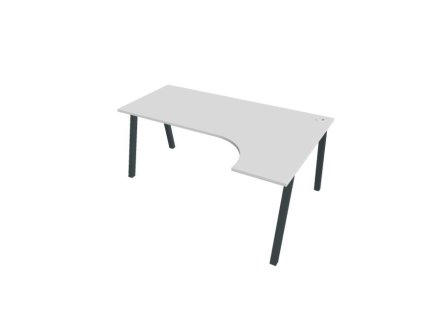 Pracovný stôl UNI A, ergo, ľavý, 180x75,5x120 cm, biela/čierna