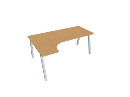 Pracovný stôl UNI A, ergo, pravý, 180x75,5x120 cm, buk/sivá