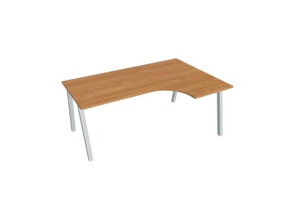 Pracovný stôl UNI A, ergo, ľavý, 180x75,5x120 cm, jelša/sivá
