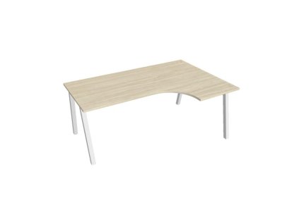 Pracovný stôl UNI A, ergo, ľavý, 180x75,5x120 cm, agát/biela