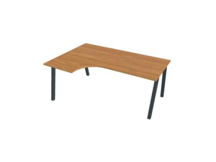 Pracovný stôl UNI A, ergo, pravý, 180x75,5x120 cm, jelša/čierna