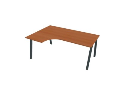 Pracovný stôl UNI A, ergo, pravý, 180x75,5x120 cm, čerešňa/čierna
