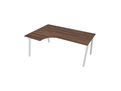 Pracovný stôl UNI A, ergo, pravý, 180x75,5x120 cm, orech/biela