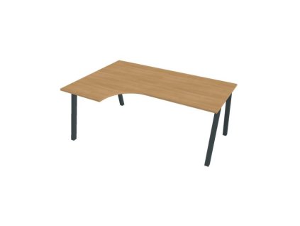 Pracovný stôl UNI A, ergo, pravý, 180x75,5x120 cm, dub/čierna