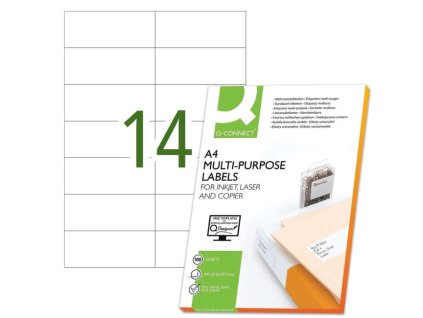 Etikety univerzálne 105x42,3mm Q-CONNECT A4 100 hárkov