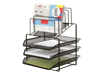 Drôtený stojan Q-CONNECT s 3 odkladačmi A4 a stojanom na listy