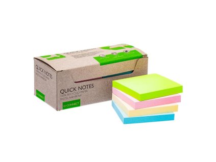 Samolepiaci bloček Q-CONNECT recyklované 76x76 dúhové 12ks