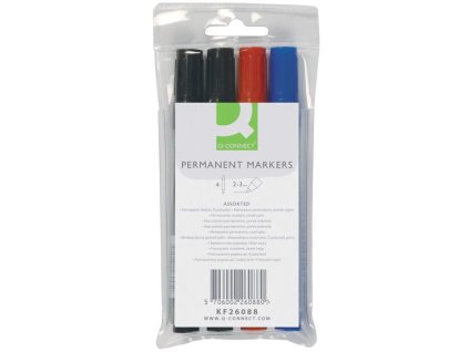 Sada permanentných popisovačov Q-CONNECT okrúhly hrot 4S