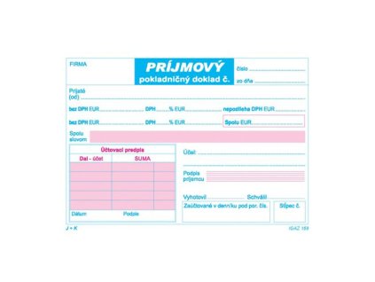 Príjmový pokladničný doklad 2xDPH, A6, 100 listov