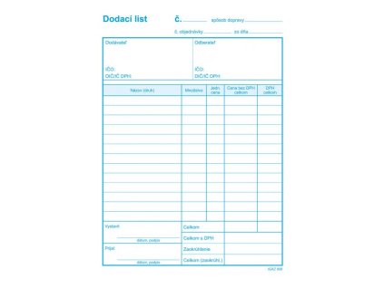 Dodací list s DPH, samoprepis, A5, 100 listov