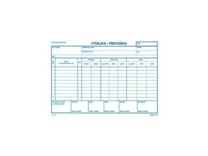 Výdajka - prevodka s DPH, A5, 100 listov