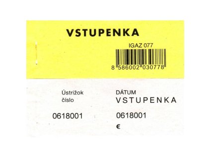 Vstupenka číslovaná 2-dielna, 100 listov