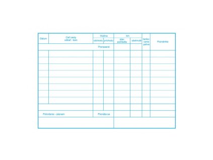 Evidencia prevádzky osobného motorového vozidla, A5, 60 listov