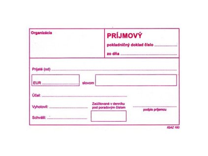 Príjmový pokladničný doklad bez DPH, A6, 100 listov