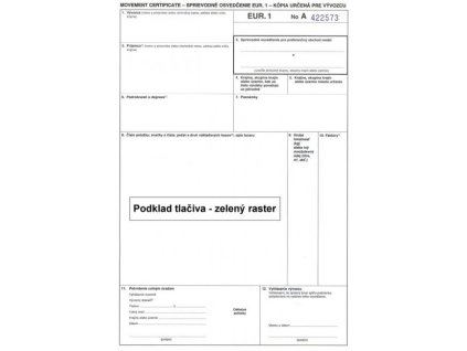 Sprievodné osvedčenie EUR.1, samoprepis, 3 listy