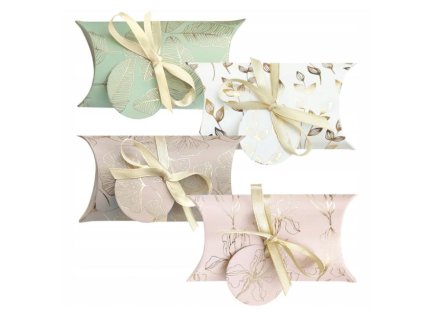 Papierová darčeková krabička pukačka 150x70mm 8 ks mix 4 zlato-pastelových motívov