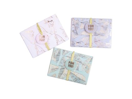 Papierová darčeková krabička s gumičkou 112x80mm mix zlato-pastelových motívov 3 ks