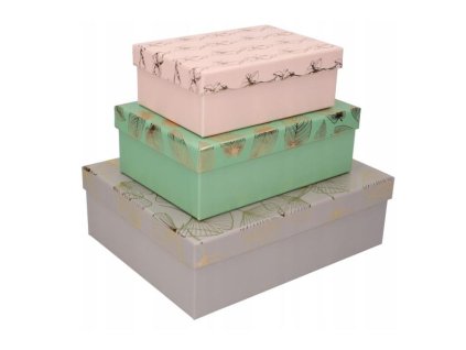 Súprava darčekových krabíc 3 veľkosti Kvet List Ginko 3 ks