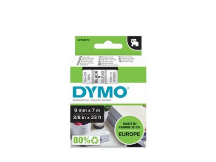 Páska do štítkovača, 9 mm x 7 m, DYMO "D1", číra-čierna