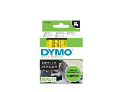 Páska do štítkovača, 9 mm x 7 m, DYMO "D1", žltá-čierna