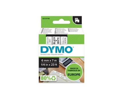 Páska do štítkovača, 6 mm x 7 m, DYMO "D1", biela-čierna