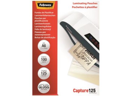 Laminovacia fólia, 125 mikr., A6, lesklá, 100 ks,  FELLOWES