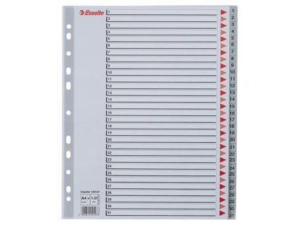 Register, plastový, A4 Maxi, 1-31, ESSELTE, sivý