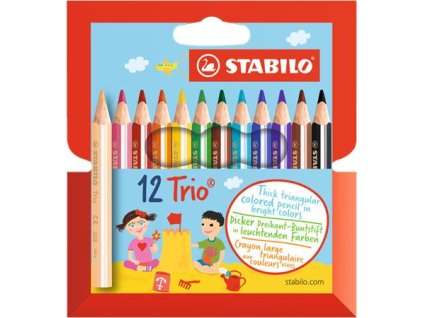 Farebné ceruzky, trojhranné, STABILO "Trio", 12 rôznych farieb