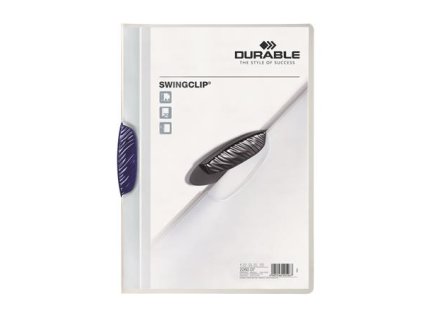 Rýchloviazač, s klipom, A4, DURABLE "Swingclip® 30", tmavomodrý