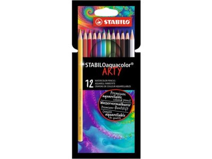 Akvarelová ceruzka, sada, STABILO "Aquacolor ARTY", 12 rôznych farieb