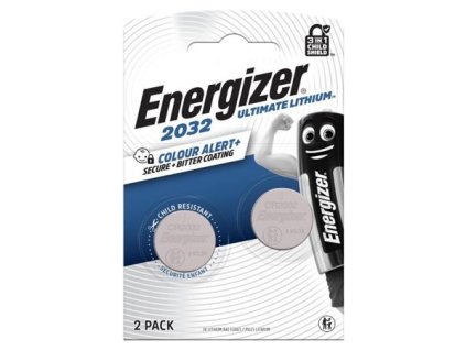 Gombíková batéria, CR2032, 2 ks, farebný indikátor, ENERGIZER "Ultimate Lithium Performance"