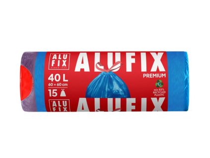 Vrecia na odpadky, zaťahovacie, 40 l, 15 ks, 60x60 cm, 20 µ, ALUFIX, modrá