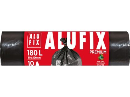 Vrecia na odpadky, 180 l, 10 ks, 80x120 cm, 45 µ, ALUFIX, čierna