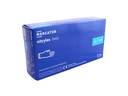 Nitrilové rukavice jednorázové MERCATOR nitrylex basic - tmavo modré M 100ks