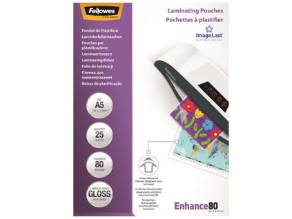 Laminovacia fólia, 80 mikr., A5, lesklá, 25 ks,  FELLOWES