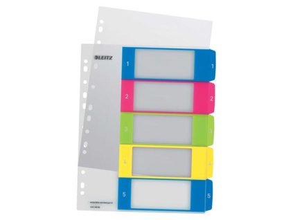 Register, plastový, A4 Maxi, 1-5, LEITZ "Wow"