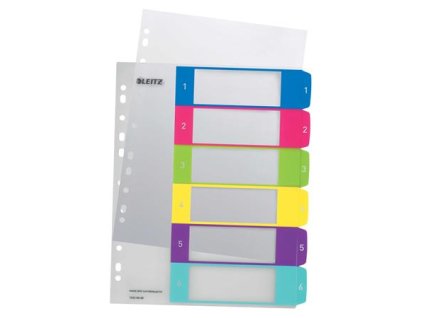 Register, plastový, A4 Maxi, 1-6, LEITZ "Wow"