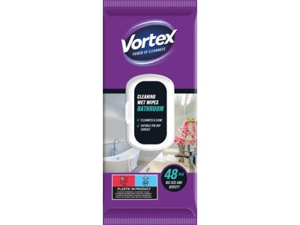 Vlhčené utierky, do kúpeľne, 48 ks, VORTEX