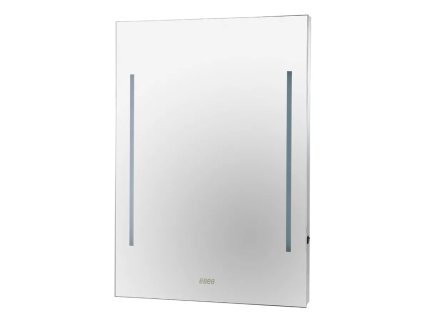 Zrkadlo s LED osvetlením a hodinami 600×800 mm