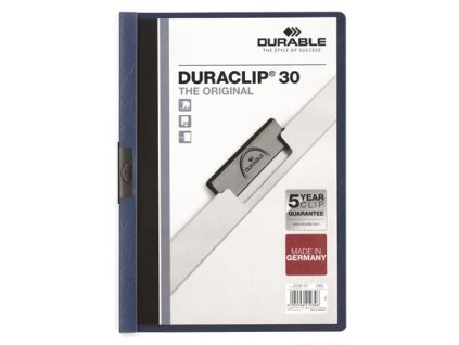 Rýchloviazač, s klipom, A4, DURABLE "DURACLIP® 30", tmavomodrý