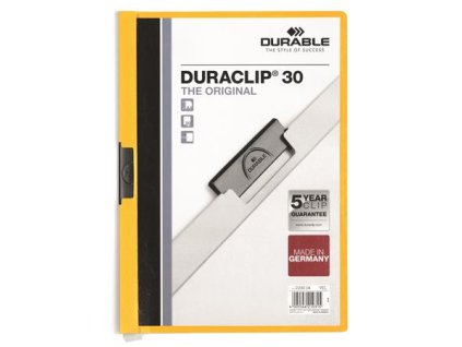 Rýchloviazač, s klipom, A4, DURABLE "DURACLIP® 30", žltá
