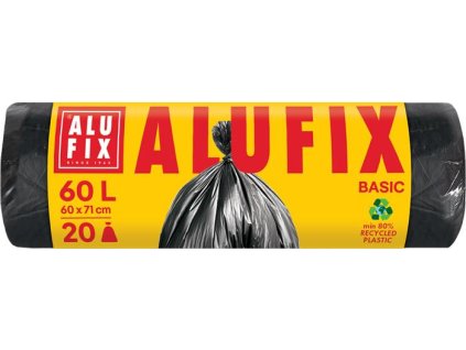 Vrece na odpad, 60 l, 20 ks, 60 x 71 cm, 10 µ, ALUFIX "Economy", čierne