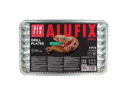 Grilovacia tácka, 34,5 x 22,5 cm, štvorcová, 3 ks, ALUFIX