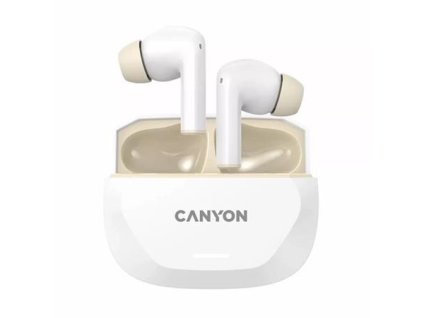 Slúchadlá, TWS bezdrôtové, Bluetooth 5.4, CANYON „Hexagon 7“, bielo-béžové