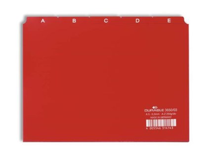 Register, PP, A5, 25-dielny, A–Z, DURABLE, červený
