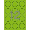 Etikety, okrúhle, priemer: 60 mm, farebné, APLI, neónové zelené, 240 etikiet/bal