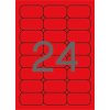 Etikety, 64x33,9 mm, farebné, zaoblené rohy, APLI, neónové červené, 480 etikiet/bal