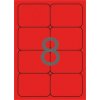 Etikety, 99,1x67,7 mm, farebné, zaoblené rohy, APLI, neónové červené, 160 etikiet/bal